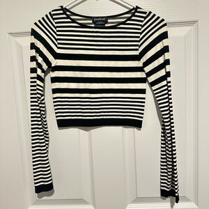 Bebe Striped Black and White Long Sleeve Top
